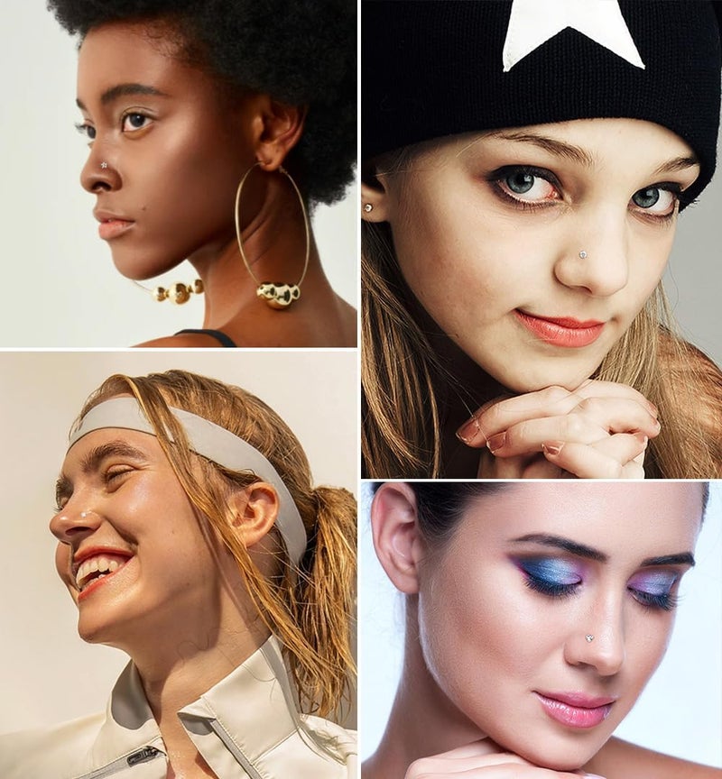 SEEDRILL 8Pcs 20G Nose Rings studs for Woman Hypoallergenic Nose Studs 316L Surgical Steel with Gold Plated Nose Piercings Jewelry 3mm CZ L Shape Nose Rings 20 Gauge Nose Stud Nose Screw Studs - Image 5